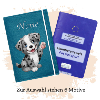 Tierpasshülle für Australian Shepherd blue merle